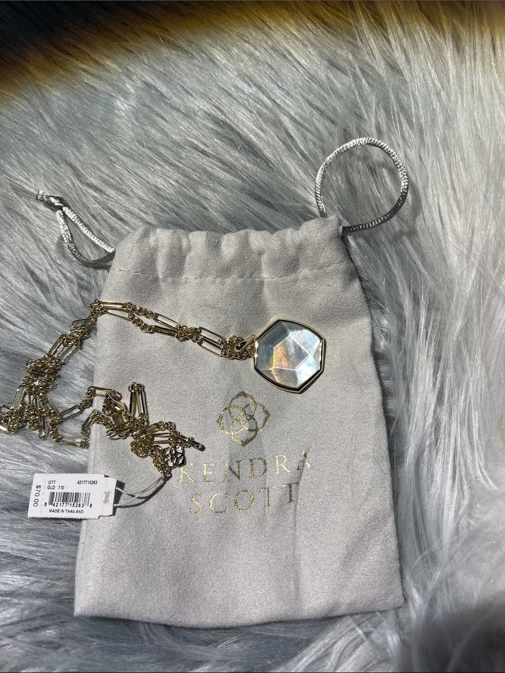 Kendra Scott Gold Necklace with Iridescent Pendant